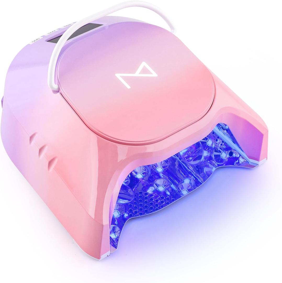 M - GlowPro Professional Hybrid 86W Wireless Rechargeable UV LED Nail Curing Lamp Cordless Nail Dryer for Gel Nails, Manicure, Pedicure (Ombre Purple) (Ombre Purple)