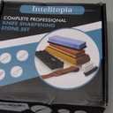 Intelitopia Complete Knife Sharpening Stone Set  Dual Grit Whetstone 400/1000 3000/8000 Knife Sharpener with Leather Strop, Flattening Stone, Bamboo Base, 3 Non-slip Rubber Bases & Angle Guide