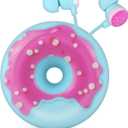 QearFun Donut Earbuds for Kids, Cute Earbud & in-Ear Headphones Wired Gift for School Girls and Boys with Microphone and Lovely Earphones Storage Case (Skyblue)