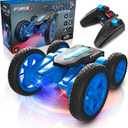 Force1 Tornado Blue LED Remote Control Car for Kids- Double Sided Driving Fast RC Cars 360 Flips, Outdoor 4WD Off Road Stunt RC Car, All Terrain Tires, RC Crawler Rechargeable Battery, 2.4GHz Remote