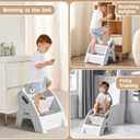 TPN Toddler Step Stool for Bathroom Sink and Potty Training Durable Anti-Slip,Anti-Tip A-Frame,10-Second Assembly, 2-Step Potty Stool with Wide Steps (Gray)