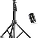 Aureday 67" Phone Tripod, Extendable Cell Phone and Camera Tripod Stand with Wireless Remote & Phone Holder, Aluminum Selfie Stick Tripod (black)
