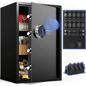 Grimtron Smart Biometric Safe Fingerprint Lock Box with Silent Mode, Backlit Keypad and LED Light, Small Caja Fuerte (25.59"H x 12.99"D x 13.78"W)