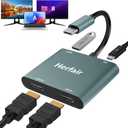 Herfair HDMI Splitter for Dual Monitors Extended Display 1 in 2 Out 4K USB C to 2 HDMI Adapter Extender for MacBook Laptop Support All Mode for Windows & ABB Extend/Mirror Mode for MacOS