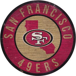 San Francisco 49ers Wood Sign 12 Inch Round State Design
