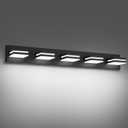 Modern LED Bathroom Lights Fixtures(5-Light),Metal Black Acrylic Wall Lighting,Vanity Lights for Bathroom Over Mirror(6000k 34In