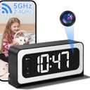 Clock Camera,5G&2.4G WiFi Security Camera Indoor,2K Cameras for Home Security,3 in 1 Nanny Cam with Alarm Two-Way Talk,Color Night Vision Human Motion Detection,Local SD Recording/Repla (Black)