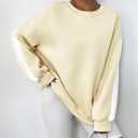 Zeagoo Womens Sweatshirt Long Sleeve Color Block Fleece Hoodies Fall Casual Crewneck Pullover Tunic Tops 2024 (XL)