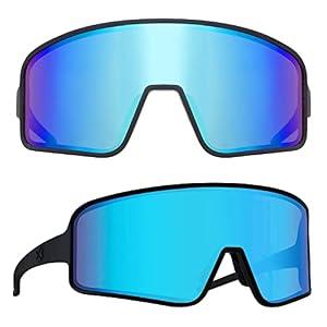 MAXJULI Youth Kids Polarized Sunglasses for Boys and Girls, Windproof Outdoor Baseball Sports Cycling UV400 Protection Sun Glasses 7705(Black/ Blue)