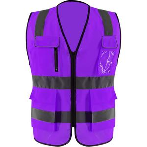 High Visibility Safety Vest ANSI Class 2 Reflective Work Vest with 7 Pockets Construction Vest for Men (M)