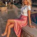 Zeagoo Skirts for Women High Waist Skirt Elegant Midi Skirt Satin (Pink, S)