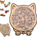 135-Piece Colored Cat Shaped Wooden Jigsaw Puzzle, Cats Shaped Wooden Puzzle, Unique Animal Shape Wood Puzzle, Creative Gifts for Cats Lovers, Home Decor (#A)