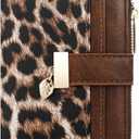 Pomelo Best Wallet Women Bifold Leather Wallets for Women Credit Card Holder with ID Window Zipper Coin Pocket Leopard Print