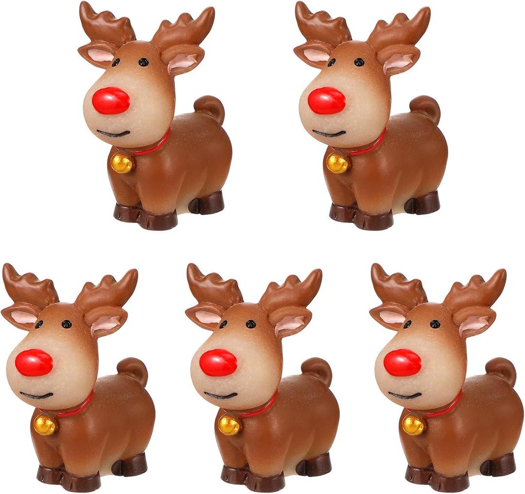 ARTIBETTER 15 Pcs Christmas Decor Christmas Miniature Deer Figurines Holiday Reindeer Figurines Elk Desktop Adornment Mini Deer Decorations Cartoon Crafts