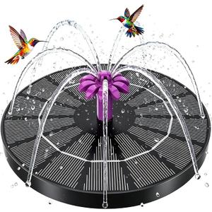 Solar Fountain for Bird Bath, 4W Solar Powered Water Fountain Pump, Outdoor Water Fountain with 6 Nozzles for Hummingbirds, Garden, Pool, Pond