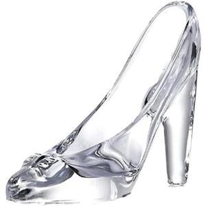 YF-ANEN Glass Crystal High Heels Bright Cool Glass Shoes Little Girl Birthday Decoration Party, Wedding Supplies Decorative Glass Shoes (Transparent)