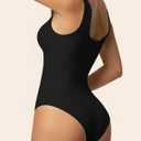 YOGINGO Women's Scoop Neck Sleeveless Bodysuits Backless Tank Top Body Suits for Womens Sexy Bodysuit Tops Leotards (Black, XL/XXL)