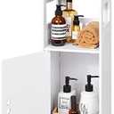 YARUKIMA Bathroom Floor Storage Cabinet White,Freestanding Side Cabinet with Open Shelves and Doors,Multipurpose Home Furniture for Living Room,Dining Room,Kitchen.