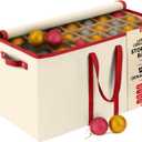 128 Ornament Storage Box, Adjustable Dividers, Stackable Holiday Ornament Organizer with Lid, Durable Fabric Bin for Christmas Decorations, Reinforced Handles, Dustproof & Space-Saving Design (Ivory)