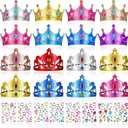 Yaomiao 44 Pcs Foam Crowns for Kids Princess Tiaras Crowns Bulk Diamond Sticker Making Kits for Birthday Party Supplies