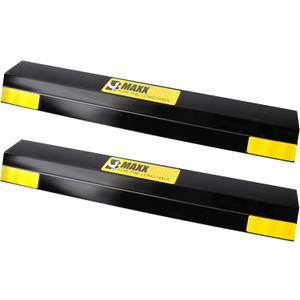 MaxxHaul 51034 16 in. Heavy Duty Car Parking Stoppers 2 Pack Easy Install 16" x 1.8" x 3.8" for Garage and Outdoor Car SUV Truck Eco Friendly Material Reflective Strips