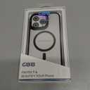 Designed for iPhone 15 Pro Max Case, Compatible with Mag-Safe, Frosted Translucent Slim Case with Built-in Aluminum Alloy Lens Bracket, Military-Grade Drop Protection with Airbag Corners, Black