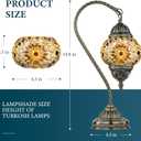 Marrakech Tiffany Lamp Turkish Table Lamp with Vintage Style, Handmade Moroccan Lamps with Mosaic Stained Glass&Swan Neck Bronze Base Including LED Bulb for Living Room Bedroom Decor (Yellow)