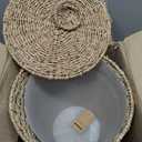 84ECO 3 Gallons Seagrass Waste Basket with Lid and Liner - Wicker Trash Can
