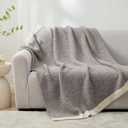 Snuggle Sac Grey Throw Blankets for Couch, Super Soft Warm Blankets Cozy Knit Fuzzy Plush Lightweight Throws for Sofa, Bed,Living Room, Dark Grey, 50x60 inches