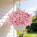 AmyHomie 20 Bundles Artificial Flowers for Outdoor Outside Spring Summer Decoration UV Resistant Faux Flowers No Fade Fake Plastic Plants Garden Porch Window Box Decorating (Pink)