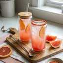 4 Pack Glass Cups with Lids and Straws 12 oz Double Wall Glass Tumbler Insulated Borosilicate Iced Glass Coffee Cups for Iced Coffee, Smoothies, Tea, Juice (Clear)