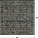 Vintage Square Rug 10x10 for Living Room, Dining Room, Dark Green Washable Large Area Rugs for Bedroom, Floral Big Non Slip Soft Carpet Dcor, Low Pile Stain Resistant
