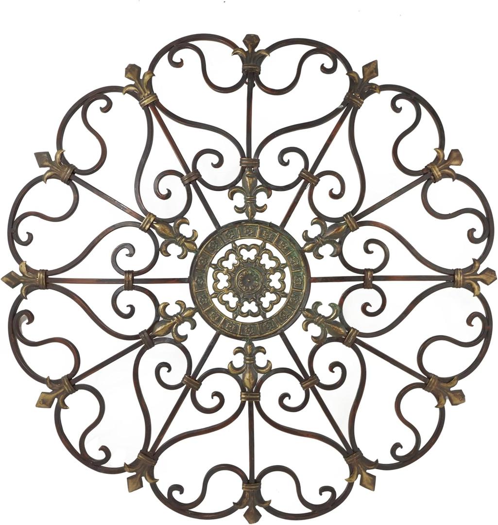 Deco 79 Metal Scroll Home Wall Decor Wall Sculpture, Wall Art 29" x 4" x 29", Brown