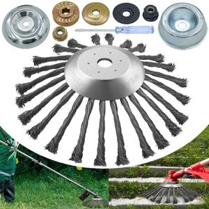 10 Inch Steel Wire Rotary Weed Brush Cutter Trimmer Head, Wired Weed Trimmer Blade Head with Adapter Kits for Weed Eater, Brush Cutter, Weed Wreckers, Moss Grass Rust Removal