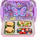 Stainless Steel Bento Lunch Box for Kids, 710ml/23.5oz BPA-Free Leak-Proof Food Containers with 3 Compartments, Back to School Students Daycare Lunches Snack Container Size for Ages 3-7