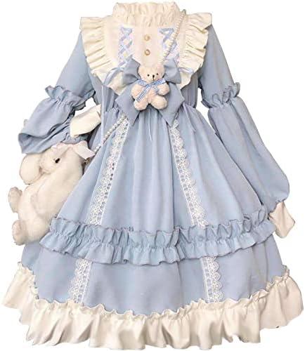 Adove Kawaii Lolita Dress for Women Long Sleeve Lolita Dresses for Teen Girls, S-M