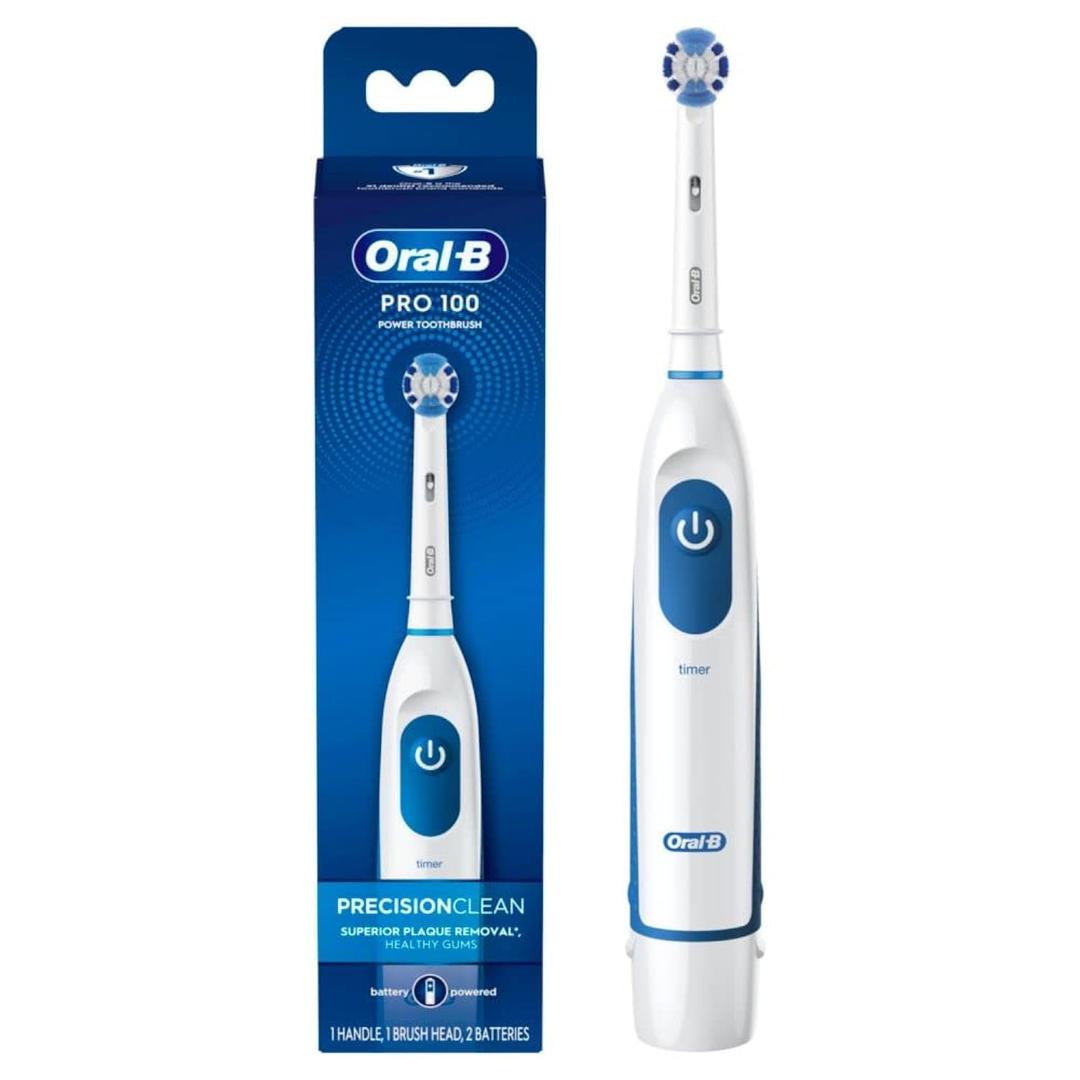 Oral-B Pro 100 Precision Clean, Battery Powered Electric Toothbrush, Blue and White Oral-B Pro 100 Precision Clean, Battery Powered Electric Toothbrush, Blue and White