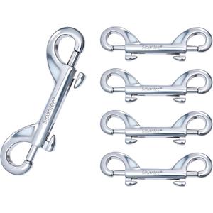 5PCS 316 Stainless Steel Double Ended Bolt Snap Hook Scuba Diving Hook Scuba Diving Clips 3-1/2 Inch Marine Grade Double End Snaps for Heavy Duty Double Snap Hook Trigger Chain Clips Double Sided Clip