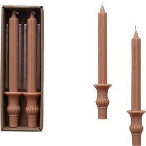 Creative Co-Op Tall Unscented Taper Candles, Tan, Set of 2