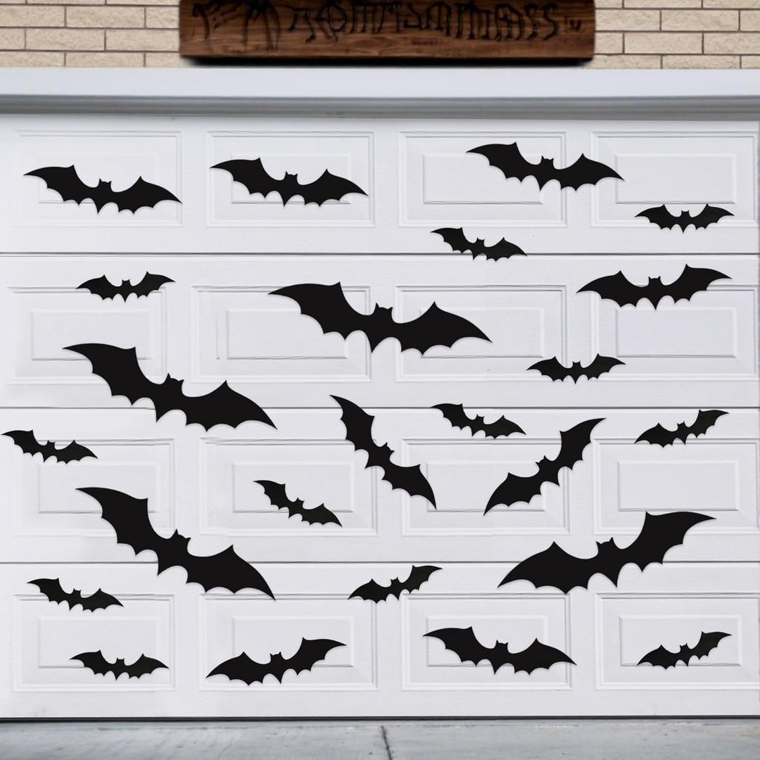 24 Pcs Halloween Magnetic Bats Garage Door Decorations Black Magnets Bats Outdoor Magnet Bat Stickers for Halloween Garage Door Car Refrigerator Indoor Outdoor Party Decor