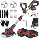 Weed Wacker‌,21V Cordless Electric Weed Eater, with 2×4.0Ah Battery Battery Powered, 3-in-1 Stringless Grass Trimmer, Brush Cutter, Edger, 3.9 lbs, for Lawn Yard Garden
