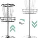 Disc Golf Basket with 24/12 Heavy Duty Chains, Disc Golf Target with Adjustable Height/Sound Reducer & Remote LED Light & Light Up Discs, Durable Practice Goal with Ground Stake for Backyard, Height: 52" or 74"; Depth: 7.1"