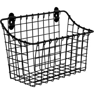 Spectrum Large Wall Mounted Wire Basket Matte Black Kitchen Wall Mount Organizer Storage Basket, Wire Basket for Bathroom Pantry Organization, Wall Mount Hanging Wire Caddy for Modern Kitchen (Small)