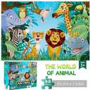 Jumbo Floor Puzzle for Kids Animal Jigsaw Large Puzzles 48 Piece Ages 3-6 for Toddler Children Learning Preschool Educational Development Toys 4-8 Years Old Birthday Gift for Boys and Girls