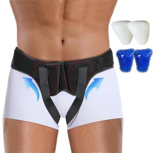 SPOTBRACE Hernia Belt Truss for Single/Double Inguinal, Hernia Support Brace for Men and Women, Groin Support Truss with 4 Removable Compression Pads for Femoral, Scrotal, Post Surgery Pain Relief (Large, Black)