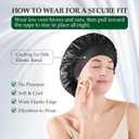100% Mulberry Silk Bonnet for Sleeping, Double Layer Mulberry Silk with Elastic Band for Curly Long Hair, Black