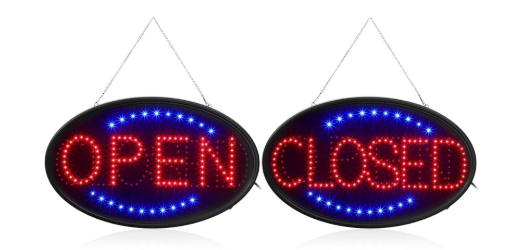Kanayu  Closed Open LED Neon Sign and Push Pull Stickers Sign 23 x 14 Inch Open Closed Electronic Advertisement Display for Shop Bar