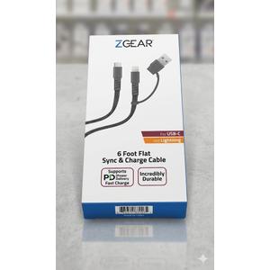 ZGear 6 Foot Flat Sync & Charge Cable For USB C To USB A
