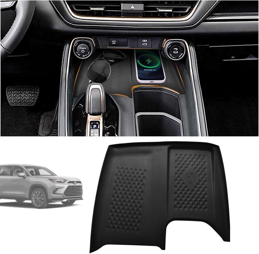 Wireless Charging Anti-Slip Mat for Grand Highlander Accessories 2026 2025 2024 Wireless Charging Pad Fit Toyota Car Accessories Non Slip Mat Cordless Charger Heat Insulating Silicone Material