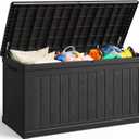 Lyromix 230 Gallon Outdoor Large Resin Storage Box, Waterproof Deck Box Lockable & UV-Resistant, Outside Cushion Storage for Patio Furniture, Garden Tools, Pool Accessories, Black
